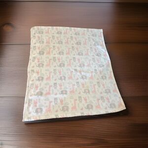 Forever Baby Plush Baby Blanket  28” X 34” Pink & Gray Animals Soft Fleece